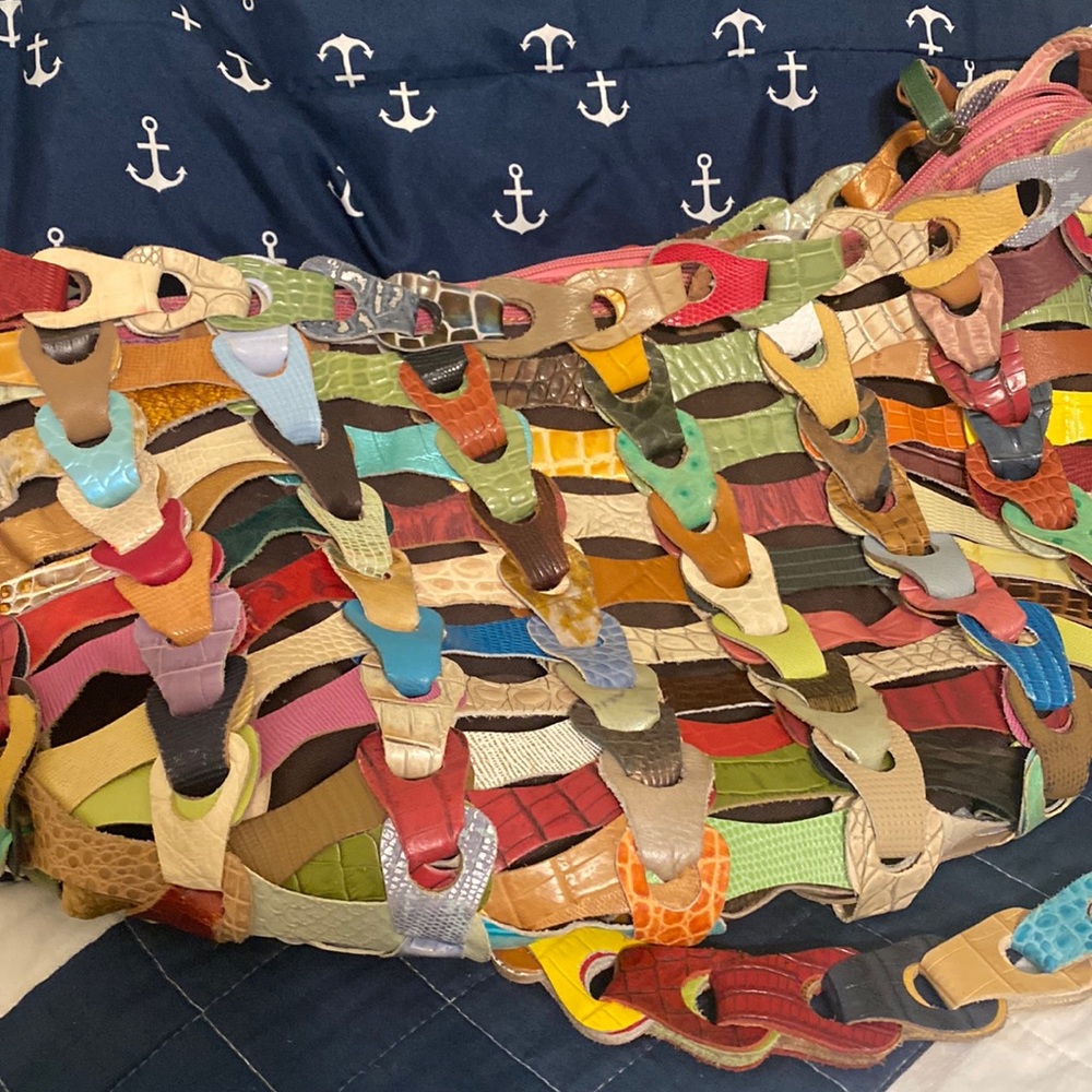 Colorful Bohemian satchel bag all different hand cut pieces of colorful leather